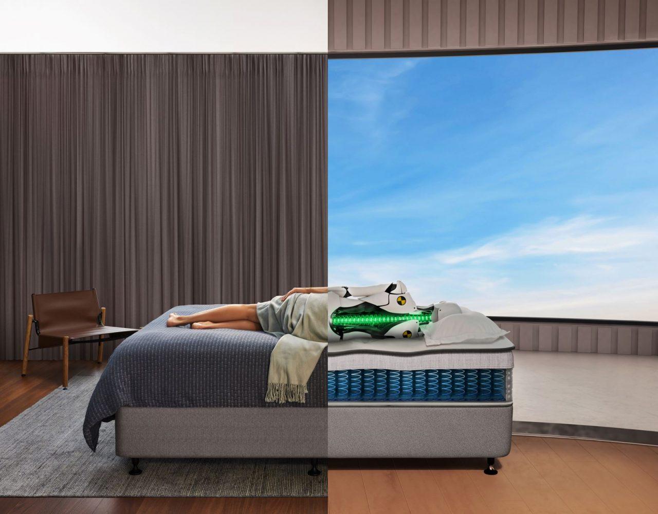 Why Hotel Mattresses Feel So Comfortable: How to Recreate the Experience at Home 1 Split diagram showing how a Sealy mattress supports your body to ensure proper alignment throughout the night's sleep