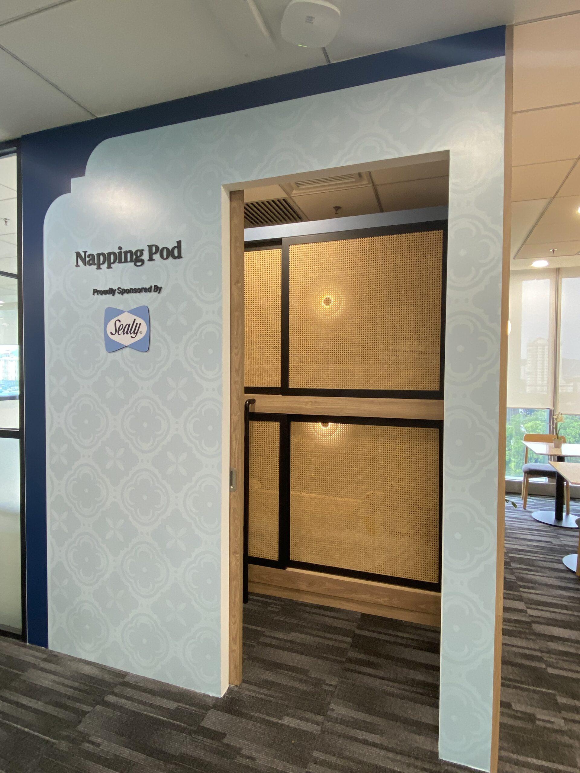 How Long Should a Power Nap Be? 9 Entrance to a Sealy-sponsored napping pod at WORQ Intermark KL